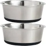 Gorilla Grip Stainless Steel Metal Dog Bowl Set of 2, Rubber Base, Heavy Duty, Rust Resistant, Food Grade BPA Free, Less Sliding, Quiet Pet Bowls for