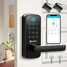 Olumat Smart Door Lock with Handle - Keyless, Fingerprint, Black