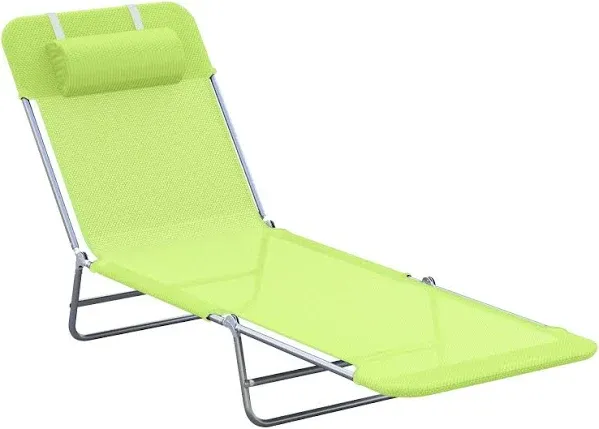 Outsunny Folding Chaise Lounge Chair, Pool Sun Tanning Chair, Outdoor Lounge Chair with 5-Position Reclining Back Brown