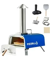 Pizzello 16" Outdoor Pizza Oven Propane and Wood Fired Pizza Maker Multi-Fuel Gas Pizza Ovens w/Gas Burner, Pizza Cutter, Pizza Stone, Pizza Peel,