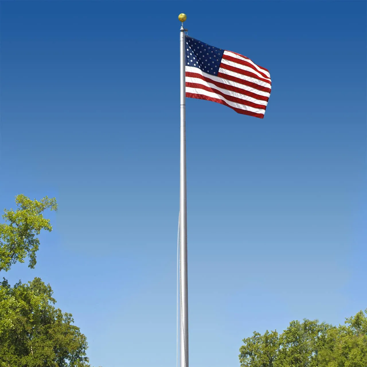 Super Tough Commercial Grade Sectional 20ft. Flagpole - Satin Finish