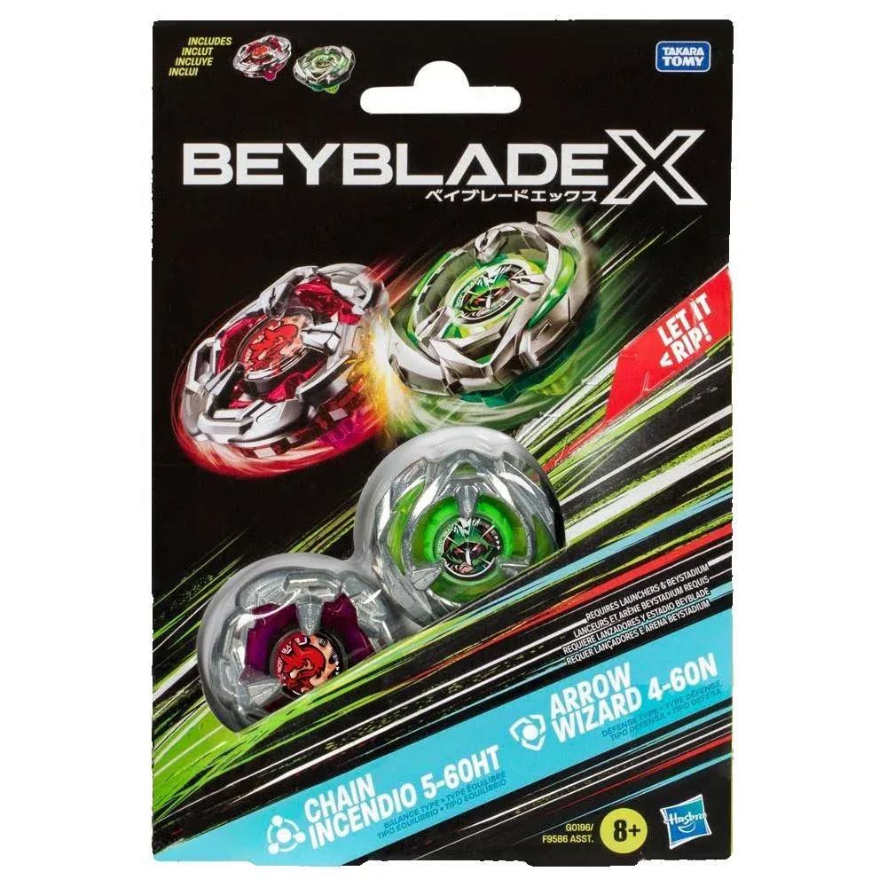 Beyblade X Chain Incendio 5-60HT and Arrow Wizard 4-60N Top Dual Pack Set