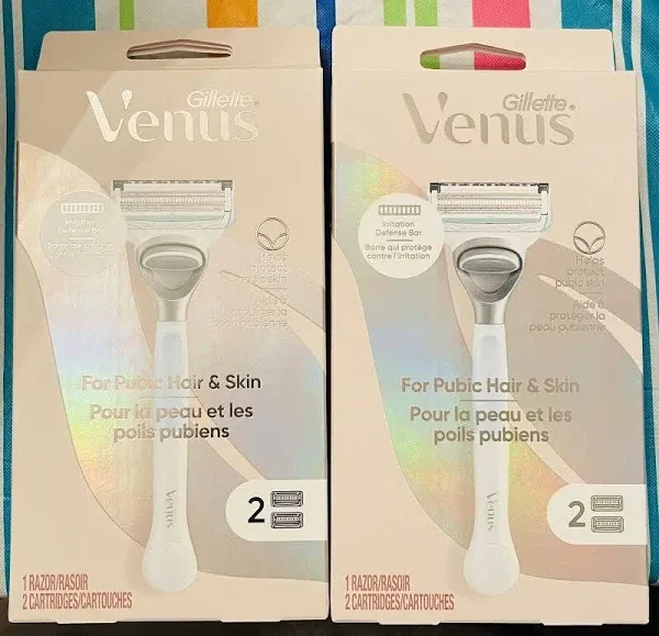 Venus for Pubic Hair &amp; Skin Women&#039;s Razor + 2 Razor Blade Refills