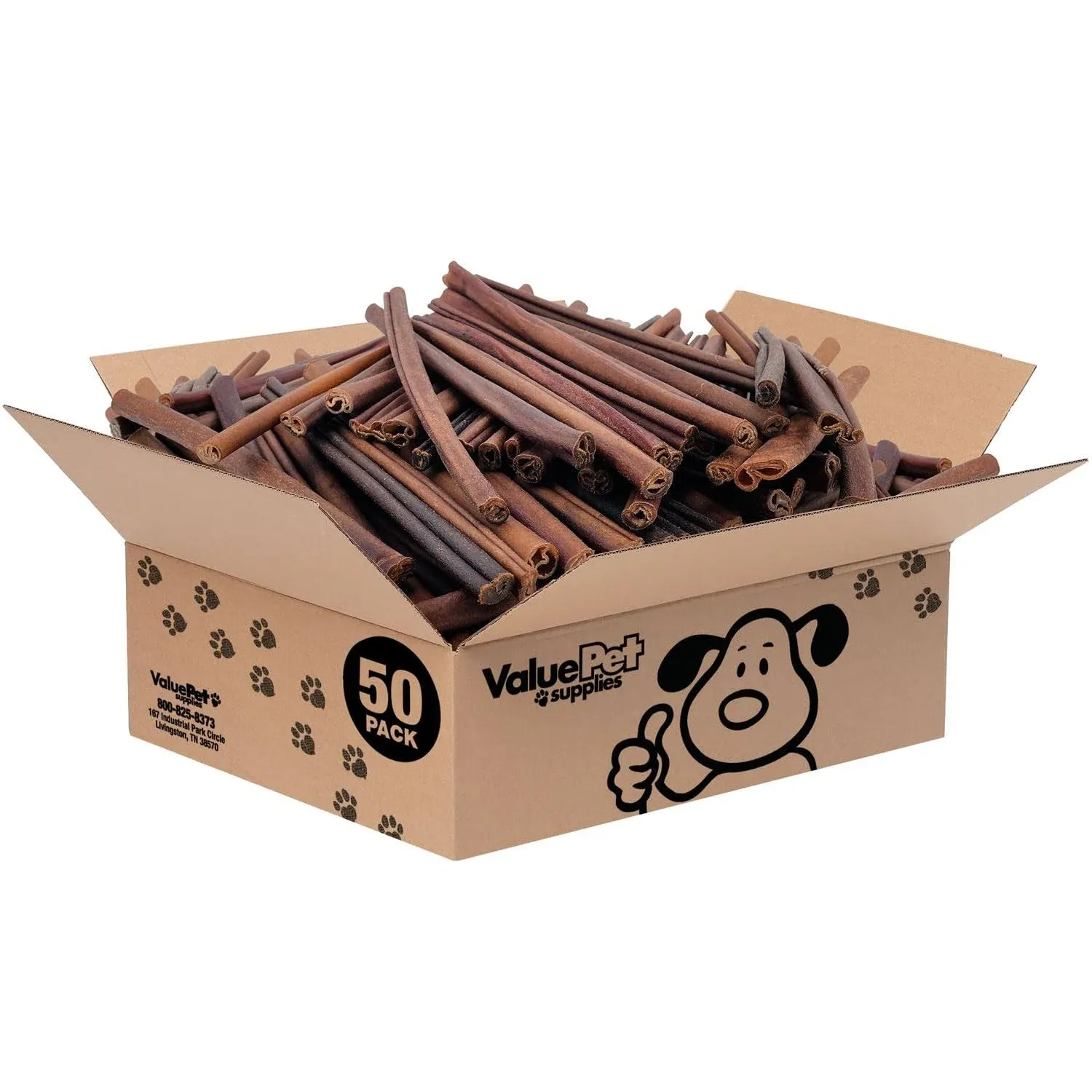 ValueBull Collagen Sticks, Beef Dog Chews, Medium 12 inch, 50 Count Bulk Pack