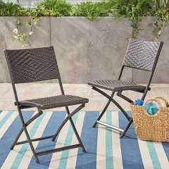 El Paso Outdoor Brown Wicker Folding Chair (Set of 2) by Brown