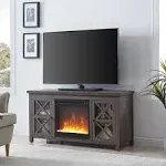 Colton Rectangular TV Stand with Crystal Fireplace for TV's up to 55" in Alder Brown