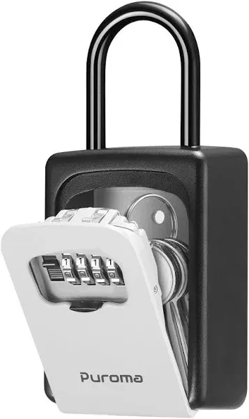 Key Lock Box (Large) Resettable Combination, Portable, Wall Mountable - Grey