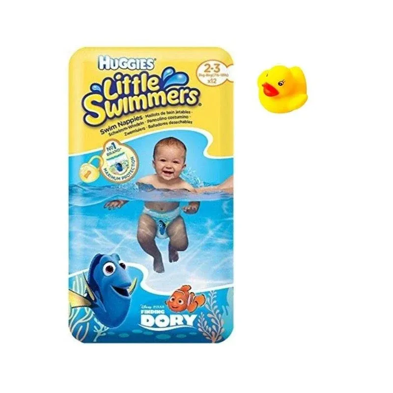 Huggies X-Small - Little Swimmers Disposable Swim Diapers, (7lb-18lb.), 12-Count Bonus Rubber Duckie Pool Toy