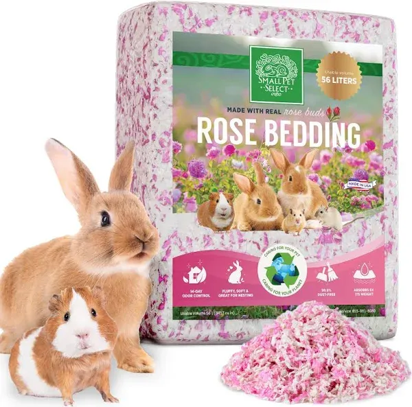 Small Pet Select Natural Paper Bedding with Real Rose Petals