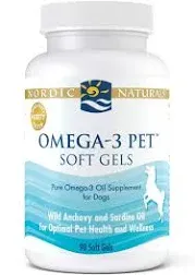 Nordic Naturals OMEGA-3 PET 90 Soft Gels Optimal Pet Health 4 Dogs exp 10/25