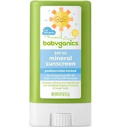 Babyganics SPF 50 Pure Mineral Sunscreen Stick .47 oz NEW