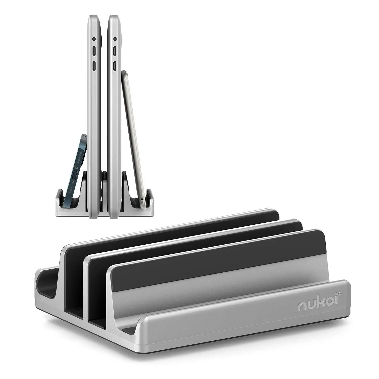 Nukoi Vertical Laptop Stand - SPACEMax Adjustable GRIPLock Anti-Tip Silicone ...