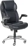 AmazonCommercial Ergonomic High-Back Bonded Leather Executive Chair with Flip-Up Arms and Lumbar Support, Black