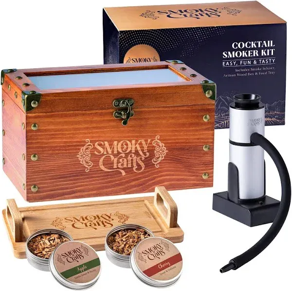 Smoky Crafts Cocktail Smoker Kit - Whiskey Smoker Kit with Smoking Gun, Cockt.