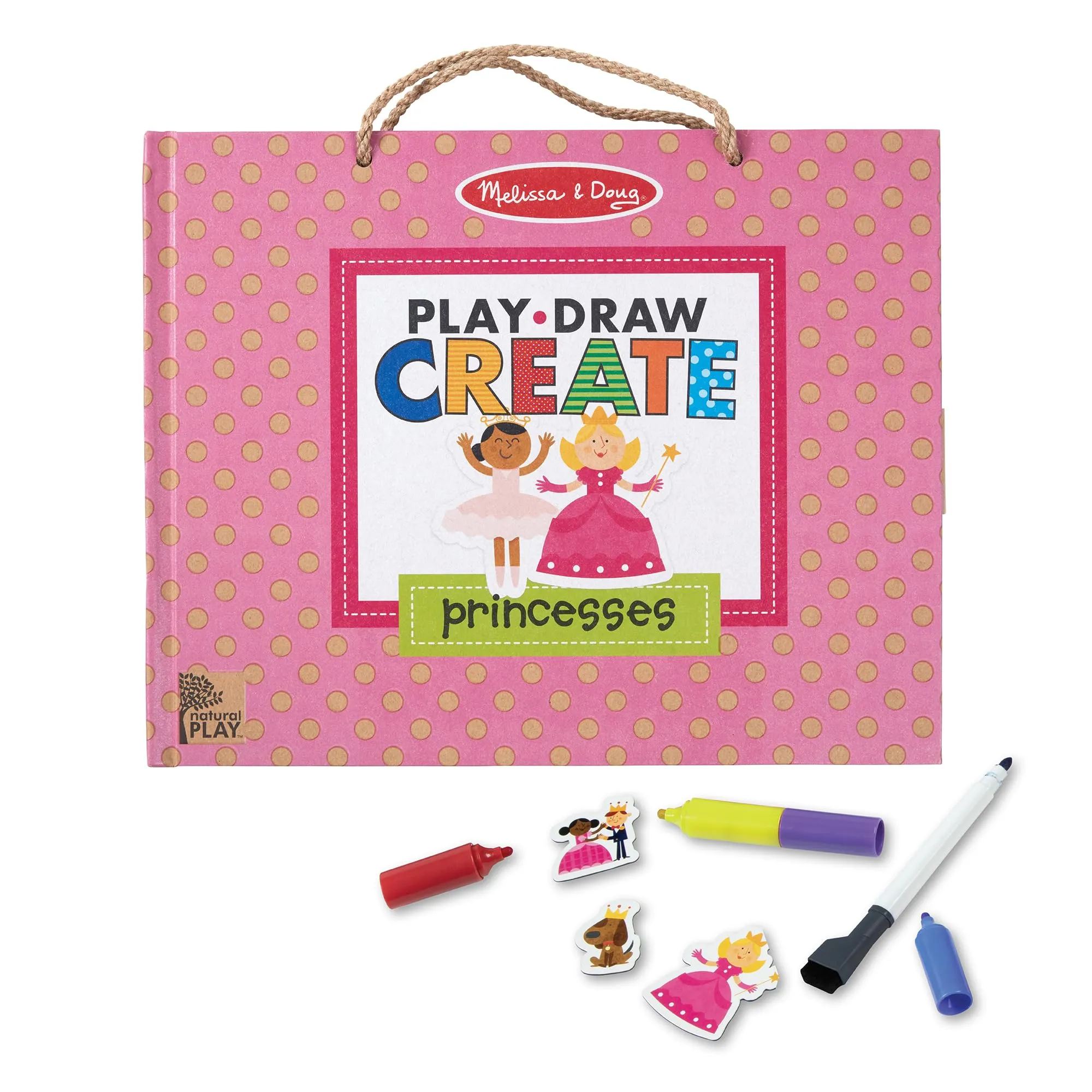 Melissa & Doug Natural Play Draw Create Reusable Drawing & Magnet Kit Princesses