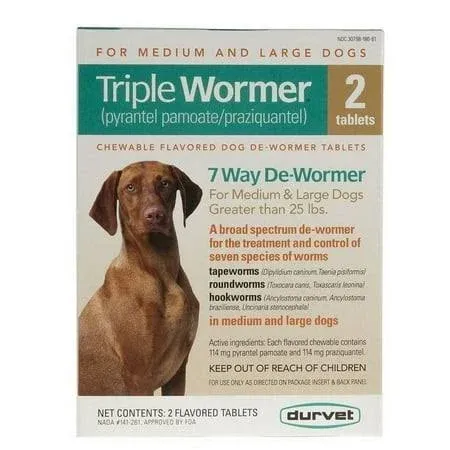 Durvet Triple Wormer for Medium and Large Dogs