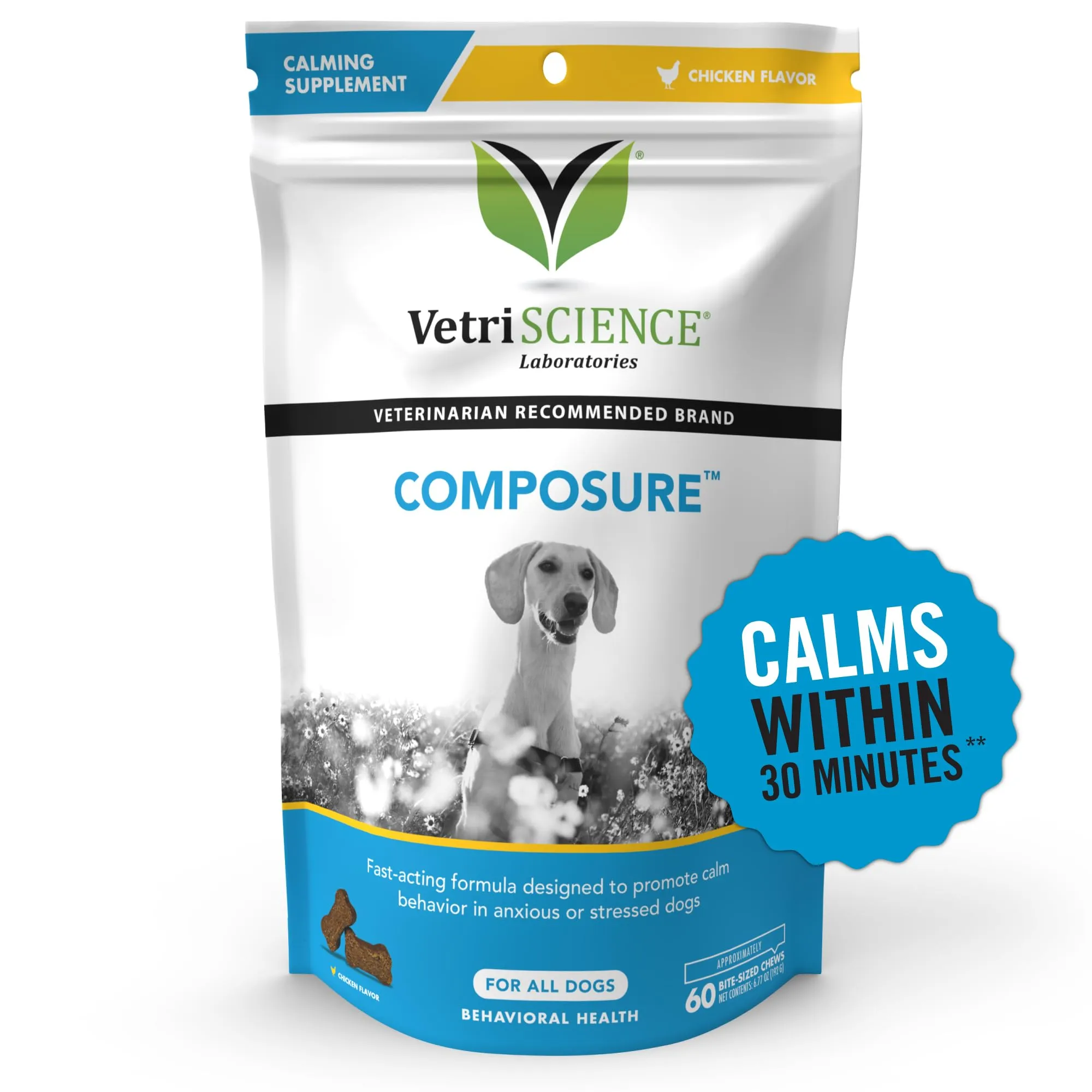 VetriScience Laboratories- Composure Calming Behavior Support Supplement Dogs