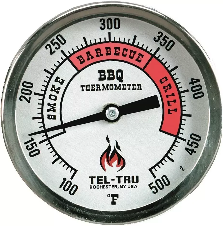 Tel-Tru BQ300 Barbecue Thermometer, 3 inch Aluminum Zoned dial, 4 inch stem