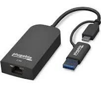 Plugable Technologies 2.5G USB C and USB to Ethernet Adapter 2-in-1 Adapter (USB