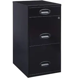 3 Drawer Metal File Cabinet with Pencil Drawer - Black