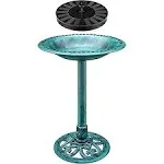 Bird Bath and Solar Powered Pond Fountain Combo Set