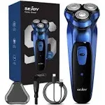 Sejoy Electric Shaver Razor for Men Face,3D Rechargeable Rotary Shaver,IPX7 Waterproof, Anti-Pinch Electric Razor for Shaving Face, Magnetic Shaver