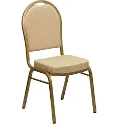 Flash Furniture Hercules Series Dome Back Stacking Banquet Chair in Navy Patterned Fabric - Gold Frame