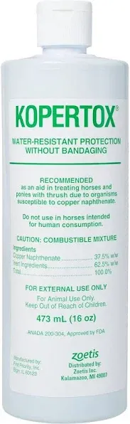 Kopertox Water Resistant Equine Horse Thrush Treatment 16 oz