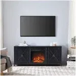 Granger Rectangular TV Stand with Log Fireplace for TV's up to 65" in Black