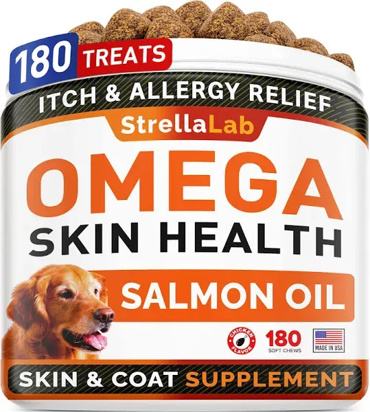 Strellalab, Omega Skin Health with Salmon Oil, for Dogs & Cats