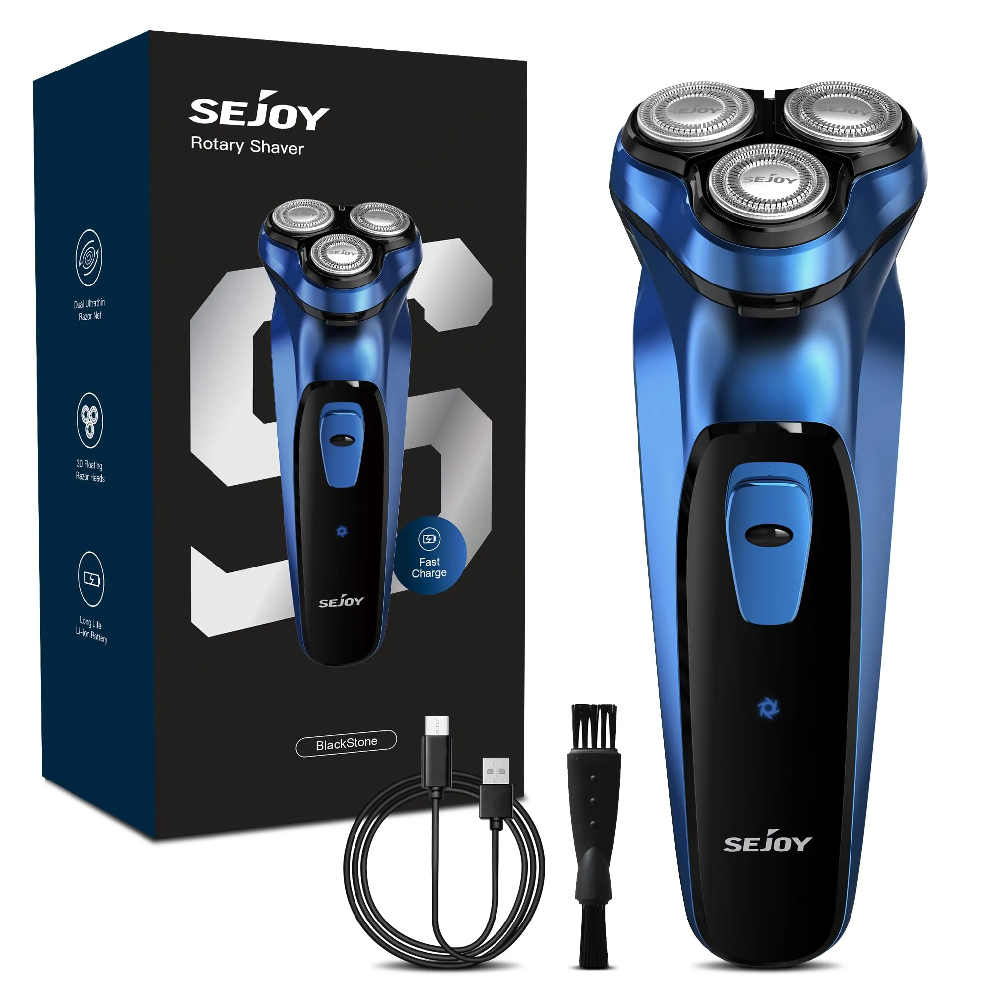 Sejoy Electric Shaver Razor for Men Face,3D Rechargeable Rotary Shaver,IPX7