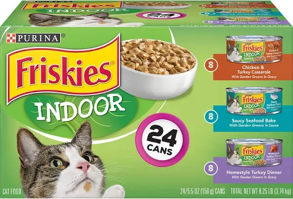 Purina Friskies Indoor Wet Food Pack - (24) 5.5 oz (156 g) Cans