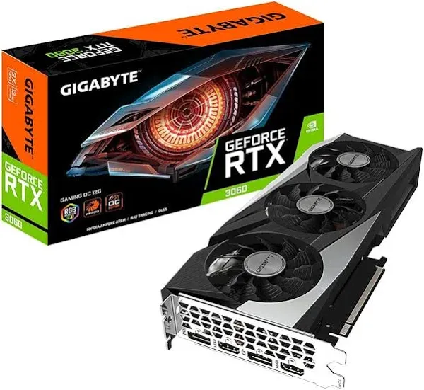 Gigaybyte GeForce RTX 3060 Gaming OC 12G (REV2.0) Graphics Card w/A-RGB GPU Support Bracket Small (Black)