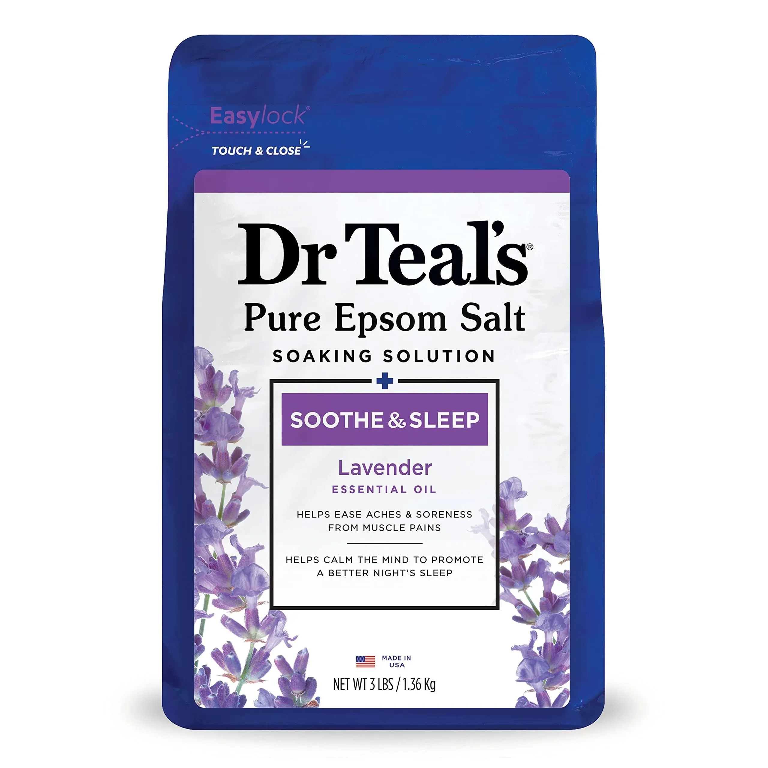 Dr Teal's Pure Epsom Salt Soaking Solution Soothe & Sleep with Lavender 1.36kg