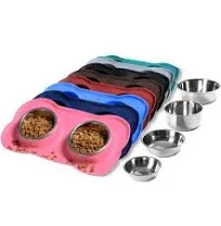 Hubulk Pet Dog Bowls 2 Stainless Steel Dog Bowl with No Spill Non-Skid