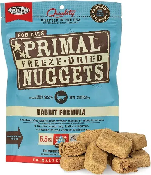 Primal Cat Freeze Dried Food Nuggets Rabbit 5.5oz