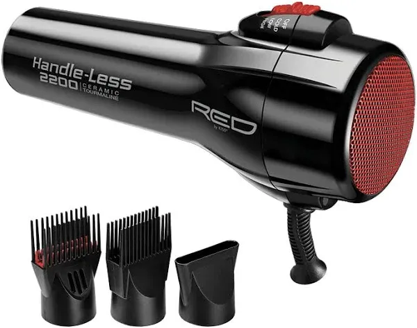 RED by KISS Handless 2200 Ceramic Tourmaline Dryer 3 Styling Attachments