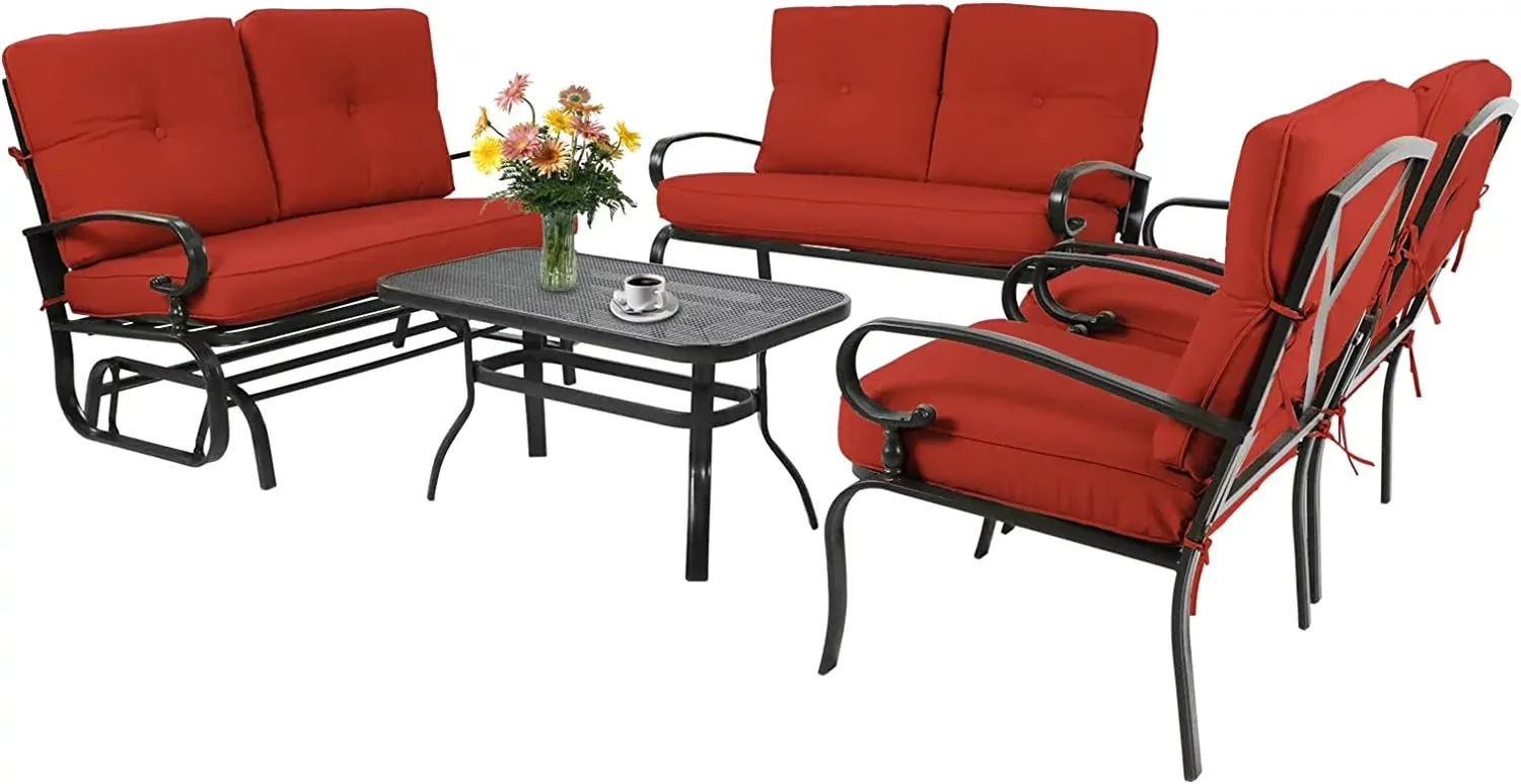 SUNCROWN 5-Piece Outdoor Metal Furniture Conversation Patio