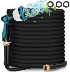 Garden Hose 100ft - Water Hose 100ft with 10 Function Hose Nozzle, Lightweight, Kink Free