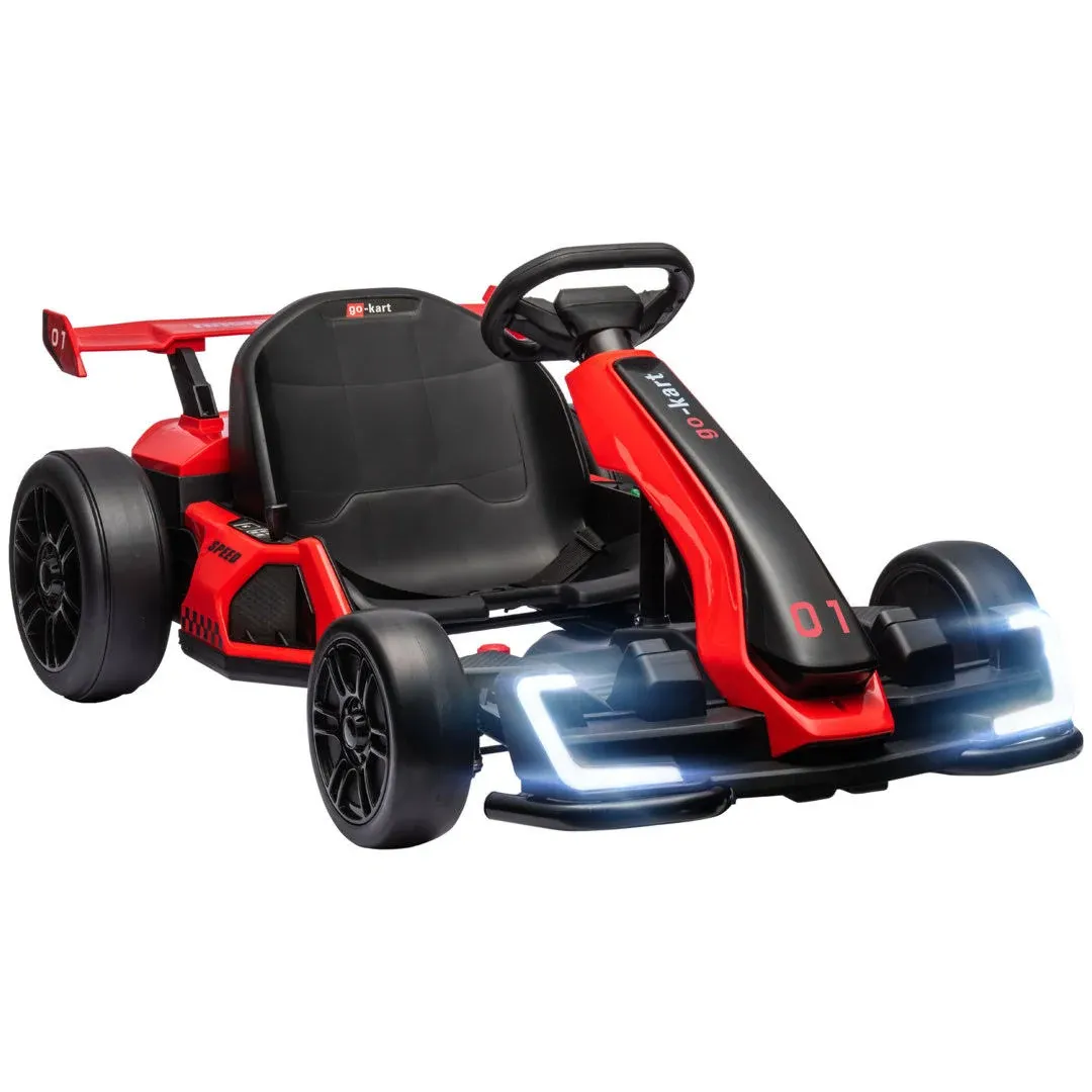 Aosom 24V 7.5 MPH Electric Go Kart with Adjustable Seat, Slow Start, Red, Size: 47.25 Large x 30 W x 21 H