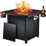 Ciays Propane Fire Pits 32 Inch Outdoor Gas Fire Pit, 50,000 BTU Steel Fire Table with Lid and Lava Rock, Add Warmth and Ambience to Gatherings and