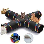 4 Way Large Cat Tunnels for Indoor Cats - 10&#034; Diameter &amp; 47&#034; Long Cat Play Toy -