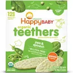 Happy Baby Organics Teethers, Organic, Pea & Spinach, Sitting Baby - 12 pack, 0.14 oz packs