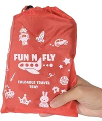 Fun N Fly Foldable Travel Tray - Blue Red Portable Durable Kids, Toddler, Baby Play Space and Snack Desk for Airplane Travel by FunnFly