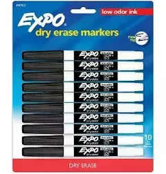 Expo Low Odor Dry Erase Markers, Fine Tip, Assorted Colors, 6 Count