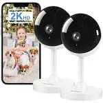 Indoor Security Camera 2K, 2 Pack 2.4Ghz Wifi Cameras for Home Security