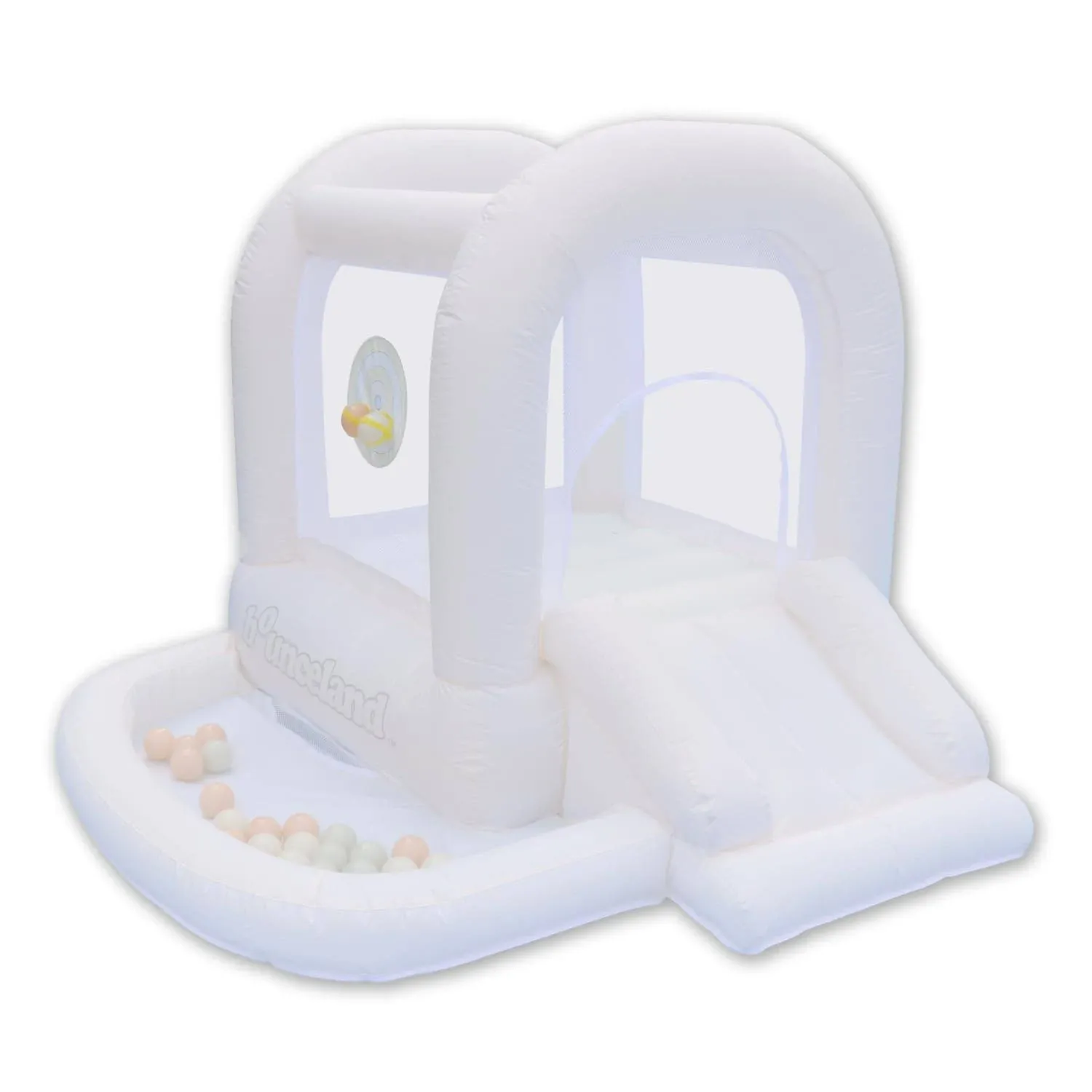 Bounceland Mini Inflatable Bounce House with Ball Pit - White