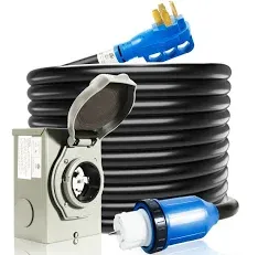 50 Amp Generator Cord and Power Inlet Box, 20FT Generator Cords 50 Amp,125V/2...