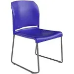 Flash Furniture 880 lbs Capacity Hercules Series Full Back Contoured with Gray Powder Coated Sled Base Stack Chair, Blue