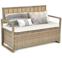 Dextrus 70 Gallon Outdoor PE Rattan Storage Bench